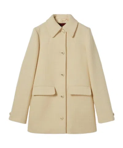 Gucci Textured Wool Tweed Coat In Neutral