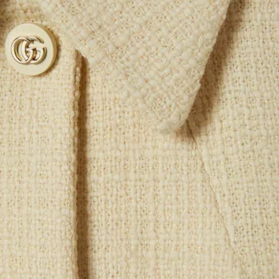 Gucci Textured Wool Tweed Coat In Neutral