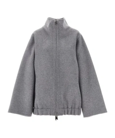 Khaite 'garret' Wool Double Oversized Jacket In Gray