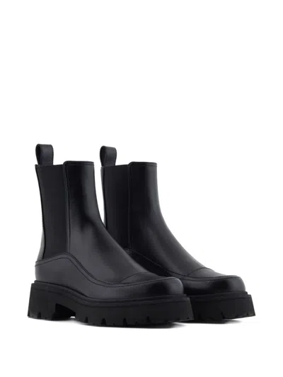 Emporio Armani Leather Beatles Boots In Black