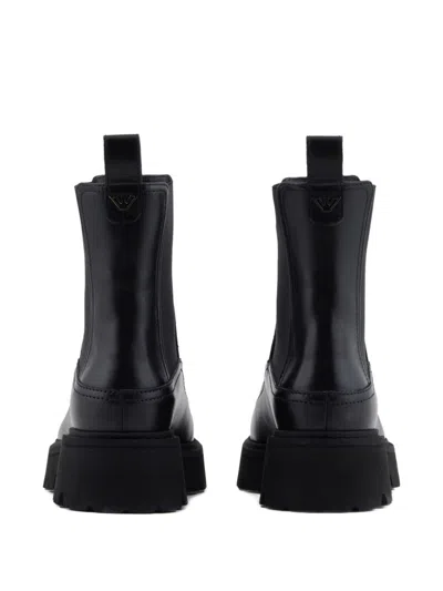 Emporio Armani Leather Beatles Boots In Black
