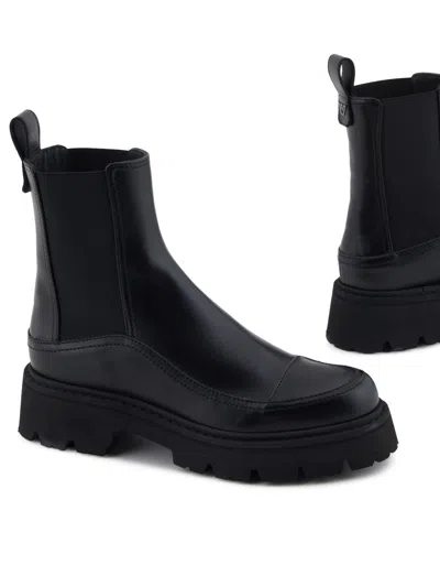 Emporio Armani Leather Beatles Boots In Black