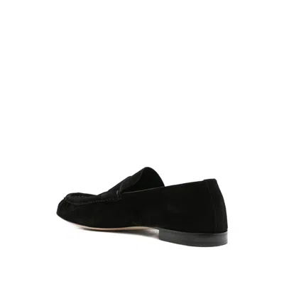 The Row Suede Loafers With Round Toe And Tonal Stitching In Black