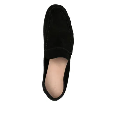 The Row Suede Loafers With Round Toe And Tonal Stitching In Black
