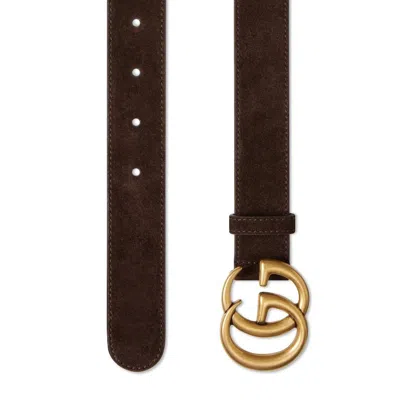 Gucci Gg Marmont Thin Belt In Brown