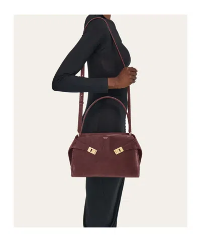 Ferragamo Hug Soft Medium Shoulder Bag In Burgundy