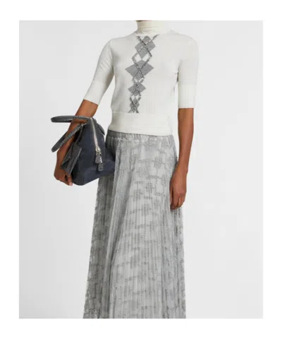 Ermanno Scervino Bead-embellished Diamond-pattern T-shirt In White