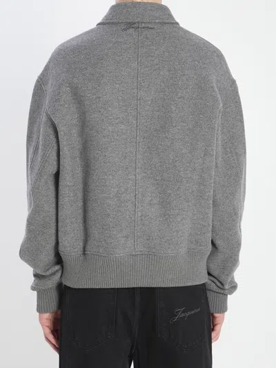 Jacquemus Grey Jacket With Classic Collar And Dropped Shoulders In Wool Man In Gray