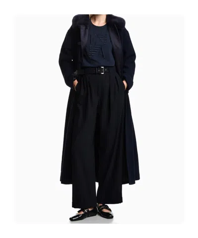 Emporio Armani Rganic Cotton T-shirt With Logo Embroidery In Blue