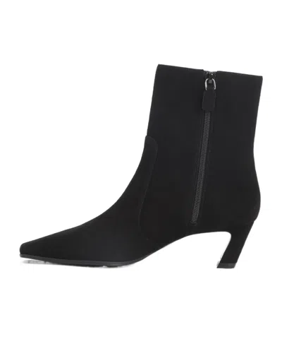 Stuart Weitzman Pointed Toe Ankle Boots With Mid-height Heel In Black