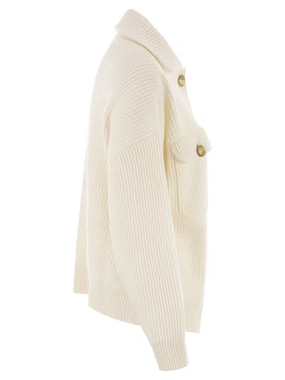 Brunello Cucinelli Buttoned Flap-pocket Cardigan In White