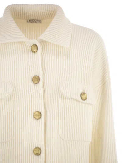 Brunello Cucinelli Buttoned Flap-pocket Cardigan In White