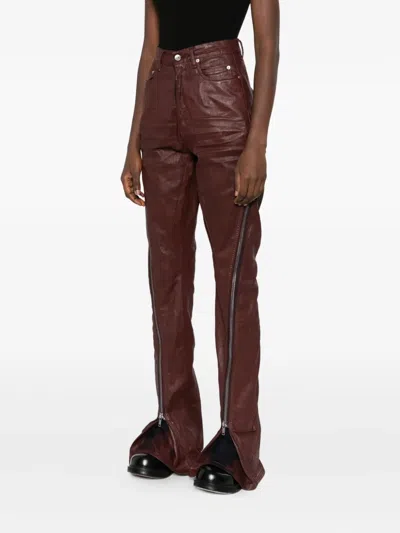 Rick Owens Drkshdw Bolan Banana Side-zip Jeans In Brown
