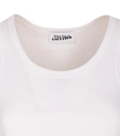 Jean Paul Gaultier Cotton Ribbed Bra With Lingerie Garter Clothing In White