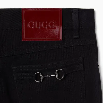Gucci Cropped Denim Trousers Five Pocket Style In Black