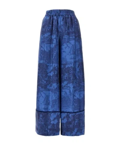 Pierre-louis Mascia Elasticated-waistband Printed Palazzo Pants In Blue