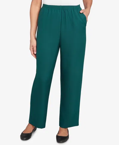 Alfred Dunner Women's Classic Poly Accord Medium Length Pants In Green