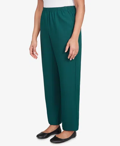 Alfred Dunner Women's Classic Poly Accord Medium Length Pants In Green