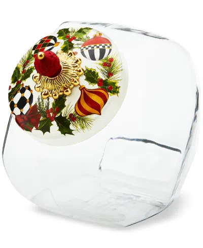 Mackenzie-childs Cookie Jar With Deck The Halls Lid In Multi