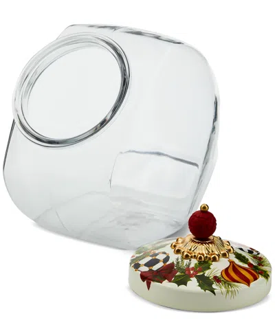 Mackenzie-childs Cookie Jar With Deck The Halls Lid In Multi