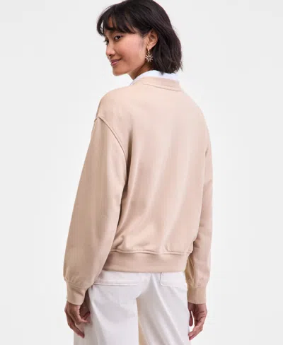 On 34th Womens Chic Varsity Crewneck Sweatshirt Xxs 3x Macys Exclusive In Neutral