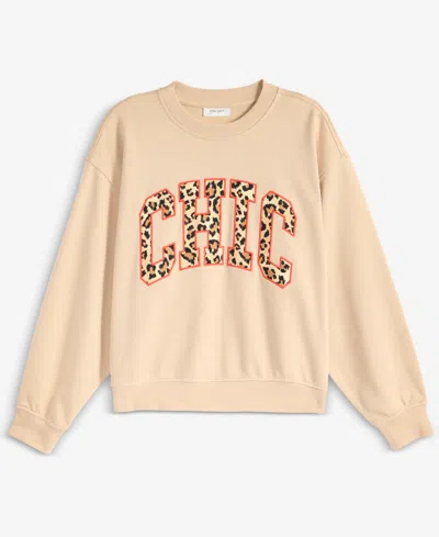 On 34th Womens Chic Varsity Crewneck Sweatshirt Xxs 3x Macys Exclusive In Neutral