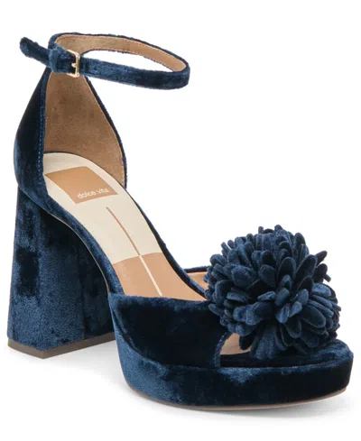 Dolce Vita Women's Perel Flower Two-piece Platform High-heel Dress Sandals In Blue