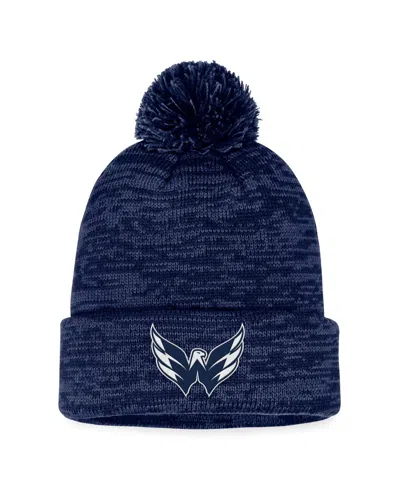 Fanatics Men's Navy Washington Capitals Fundamental Cuffed Knit Pom With Hat In Blue