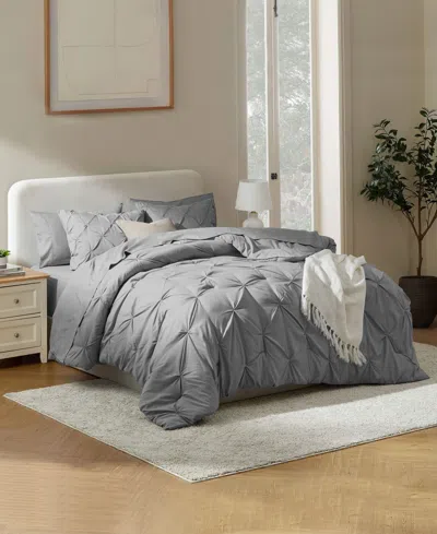 Nestl Luxury Soft Pinch Pleat 7-pc. Comforter Set, Queen In Gray