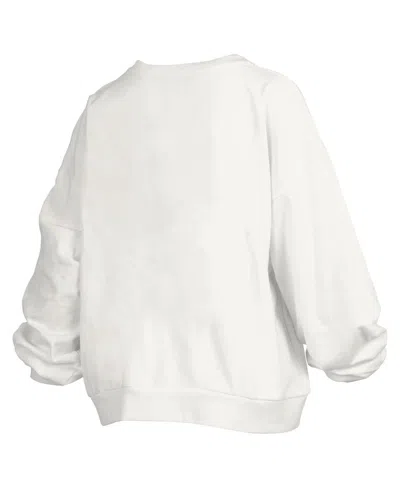 Pressbox Women's White Maryland Terrapins Janice Retro Logo Oversized Pullover Sweatshirt In White
