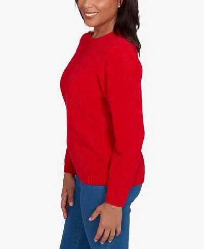 Alfred Dunner Petite Chenille Pullover Sweater In Red