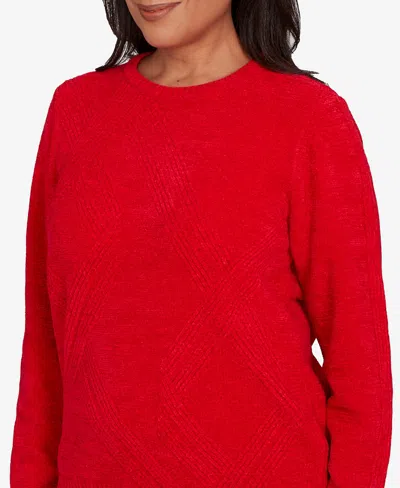 Alfred Dunner Petite Chenille Pullover Sweater In Red