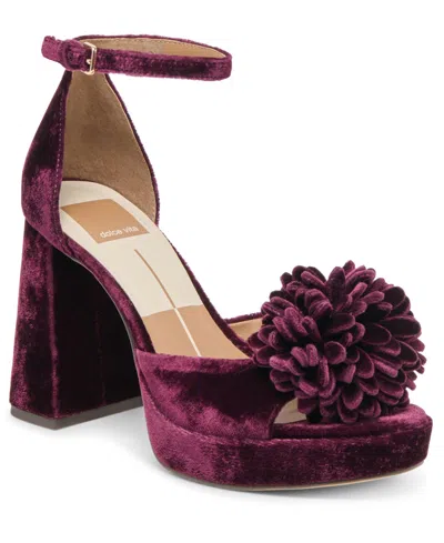 Dolce Vita Women's Perel Flower Two-piece Platform High-heel Dress Sandals In Purple