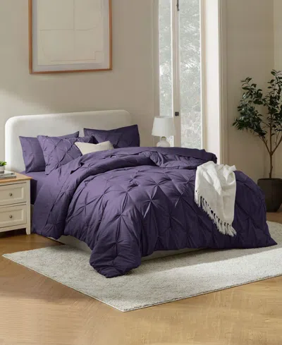 Nestl Luxury Soft Pinch Pleat 7-pc. Comforter Set, Queen In Purple
