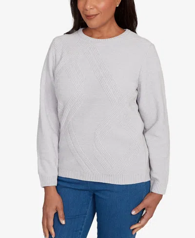 Alfred Dunner Petite Chenille Pullover Sweater In White