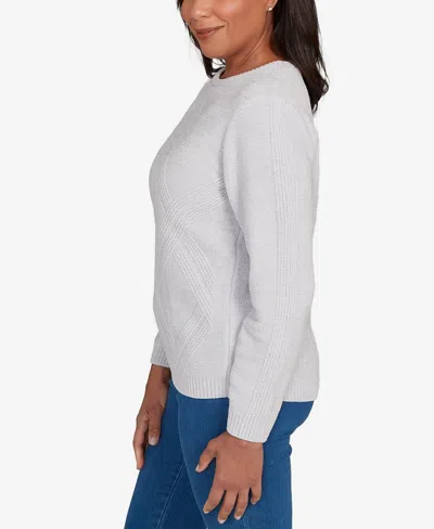 Alfred Dunner Petite Chenille Pullover Sweater In White