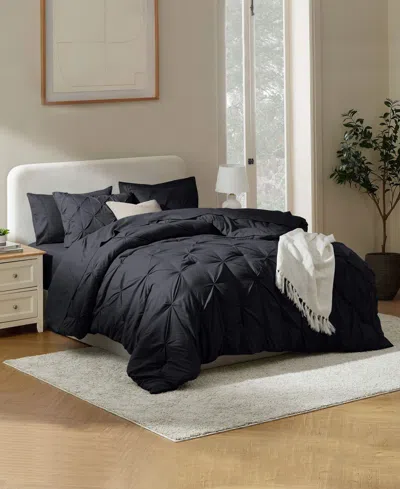 Nestl Luxury Soft Pinch Pleat 7-pc. Comforter Set, Full In Black