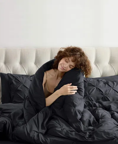 Nestl Luxury Soft Pinch Pleat 7-pc. Comforter Set, Full In Black