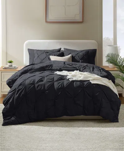 Nestl Luxury Soft Pinch Pleat 7-pc. Comforter Set, Full In Black
