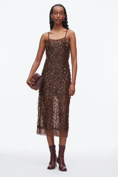 3.1 Phillip Lim Sequin Fringe Slip Dress In Brown