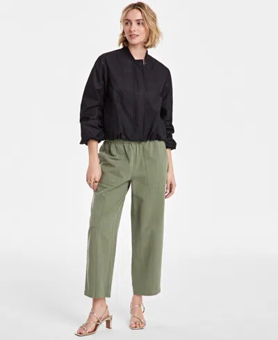 On 34th Women's Twill Bubble-hem Bomber Jacket, Exclusively At Macy's In Black