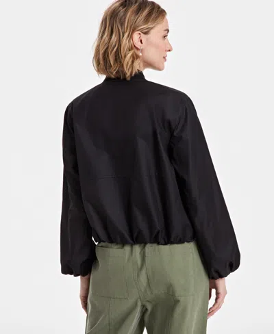 On 34th Women's Twill Bubble-hem Bomber Jacket, Exclusively At Macy's In Black