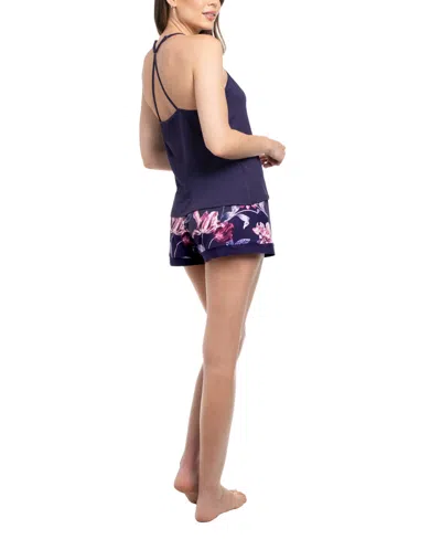 Linea Donatella Women's Jazlyn Knit 3pcs Travel And Sleep Pajama Set In Purple