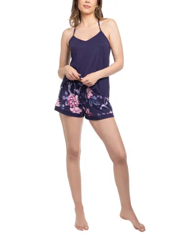 Linea Donatella Women's Jazlyn Knit 3pcs Travel And Sleep Pajama Set In Purple