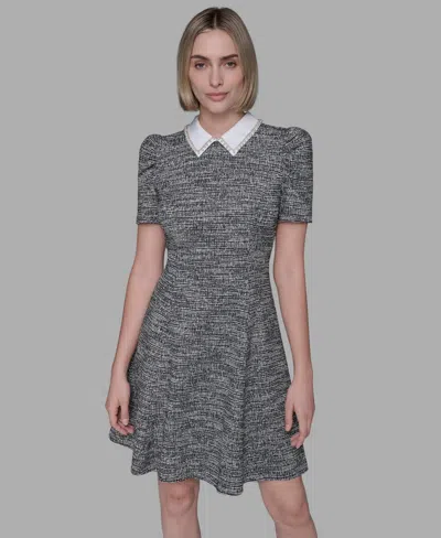 Karl Lagerfeld Women's Heathered Embellished Mini Dress In Gray