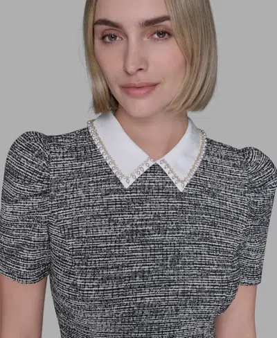 Karl Lagerfeld Women's Heathered Embellished Mini Dress In Gray