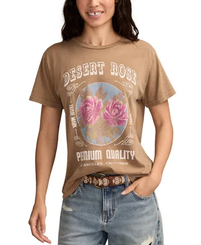 Lucky Brand Deset Rose Cotton Graphic T-shirt In Brown