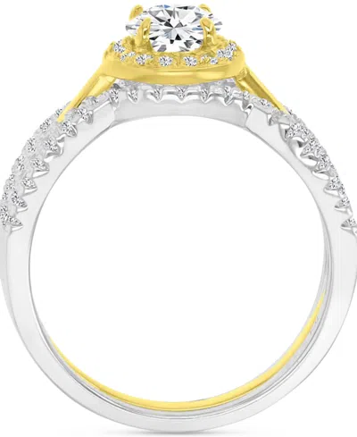 Macy's Cubic Zirconia Halo Solitaire Twist Style Stack-look Statement Ring In Multi