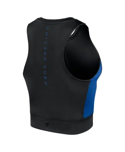 Fanatics Women's Black Los Angeles Dodgers Studio Half-zip Fitted Gym Tank Top In Black