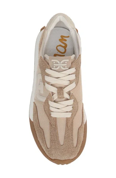 Sam Edelman Langley Lace Up Sneaker Tan Mesh Suede In Multi